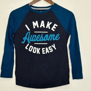 Old Navy “I Make Awesome Look Easy” Raglan Graphic Tee Youth L (10-12)